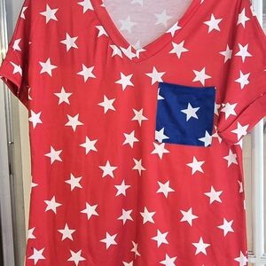 Red Star Print Women's Top